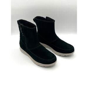 Sorel Explorer Zip Waterproof Suede Fleece Lined Boots Womens size 9 Black